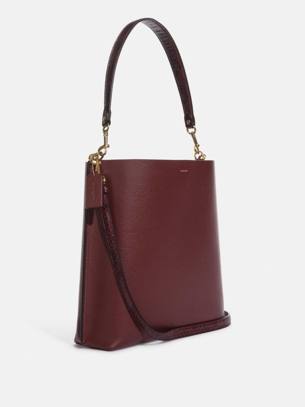 Coach Mollie Bucket Bag 22 in Wine with Snake Embossed Straps - Picture 3 of 3